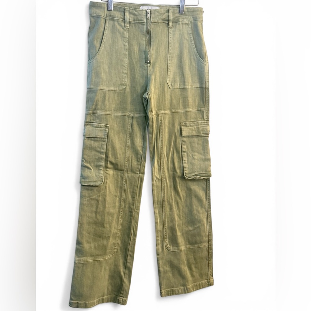 Fashion Nova Olive Green Cargo Pants High Rise Utility Wide Leg Size M